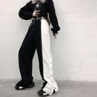 Two Tone Wide-leg Pants / Eyelet Belt
