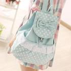 Bow-accent & Polka Dot Canvas Backpack