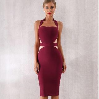 Halter Neck Cut-out Open Back Bodycon Midi Dress