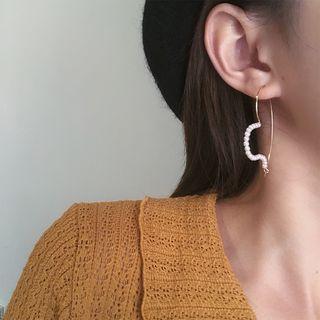 Faux Pearl Heart Earring 925 Sterling Silver - As Shown In Figure - One Size