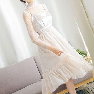 Mesh Long-sleeve Dress
