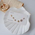 Hand Sign Ear Stud 6 Pcs - Gold - One Size