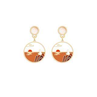 Sunset Cat Alloy Dangle Earring