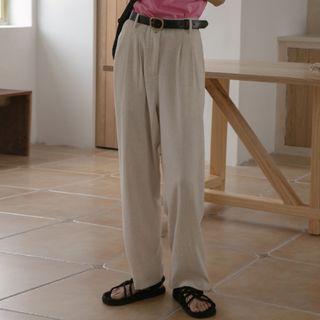Double-button Straight-leg Pants