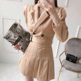 Puff-sleeve Cropped Trench Jacket