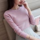 Scalloped Long-sleeve Knit Top