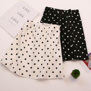 Polka Dot Denim Mini Skirt