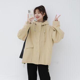 Drawstring-cuff Hooded Jacket
