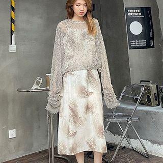 Sleeveless Tie-dyed Slit-side Shift Dress