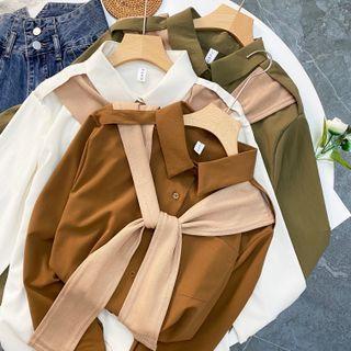 Mock Two Piece Two Tone Shirt