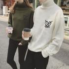 Couple Matching Embroidered Turtleneck Sweater