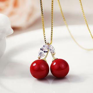Rhinestone Cherry Pendant