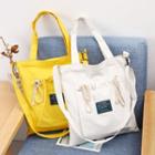 Drawstring Lettering Canvas Tote Bag