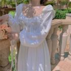 Crisscross Long-sleeve Maxi A-line Dress