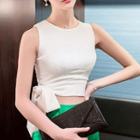 Sleeveless Bow-accent Crop Top