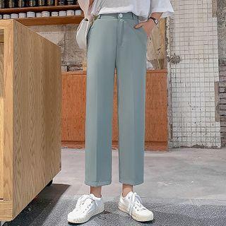High-waist Plain Shift Cropped Pants