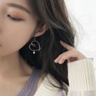 Faux Pearl Wirework Heart Dangle Earring Gold Plating - General Hook Earring - One Size