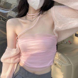 Mesh Cropped Camisole Top / Shrug
