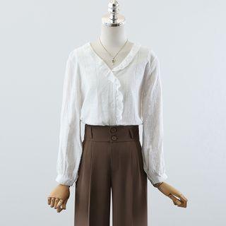 Lace Trim Blouse / Wide Leg Pants