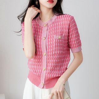 Short-sleeve Cardigan Pink - One Size