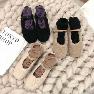 Fleece-lined Shearling Mary Jane Flats