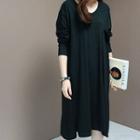 V-neck Pocket-front Long-sleeve T-shirt Dress