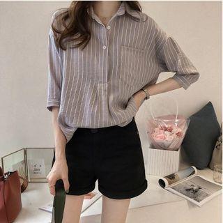 3/4-sleeve Stripe Blouse