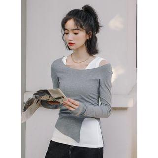 Set Of 2 : Long-sleeve Top + Tank Top