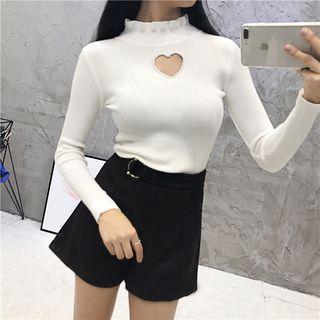Heart Cut Out Long Sleeve Knit Top