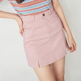 Slit Hem A-line Skirt