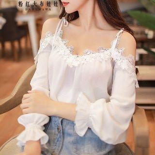 Off-shoulder Lace Shirt