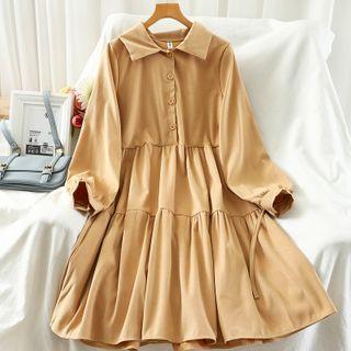 Tiered Midi A-line Shirtdress