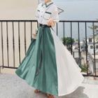 Two-tone Maxi A-line Shirt Dress