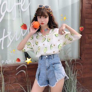 Avocado Print Elbow-sleeve Shirt