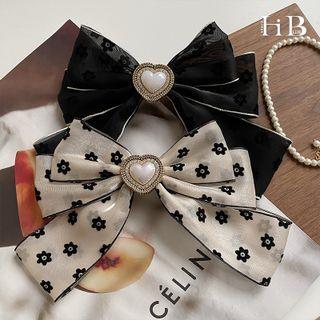 Heart Floral Bow Hair Clip