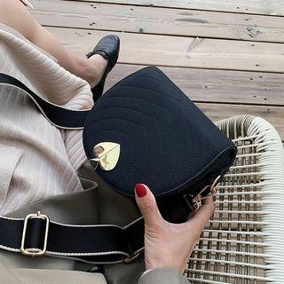 Faux Leather Spade Saddle Crossbody Bag