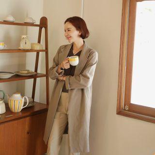 Single-button Long Linen Blazer