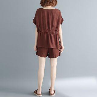 Set: Ruched Short-sleeve T-shirt + Shorts