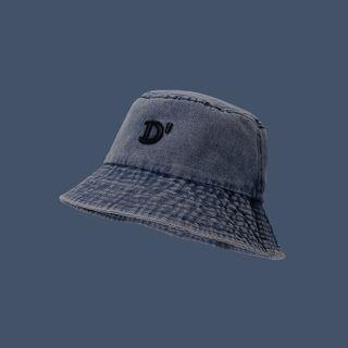 Letter Embroidered Denim Bucket Hat