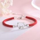 925 Sterling Silver Pig Red String Bracelet