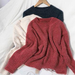 Round Neck Lace Panel Sweater