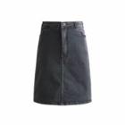 Frayed Washed Denim Jacket / Mini Pencil Skirt