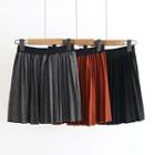 Woolen Pleated A-line Skirt