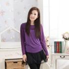 Long-sleeve Tulle-panel Top