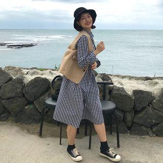 Check Loose-fit Shirtdress / Plain Vest