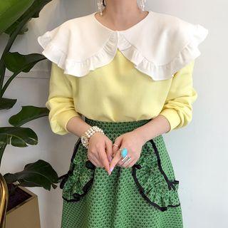 Peter Pan Collar Color Panel Sweatshirt