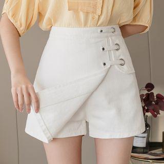 High-waist Asymmetric Plain Skort