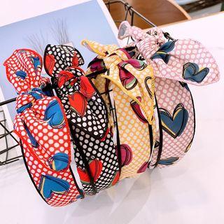 Heart Dotted Print Bow Headband