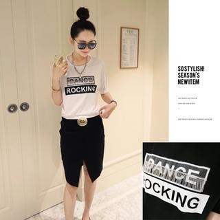 Lettering Appliqu T-shirt