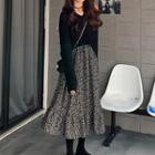 Bell-sleeve Floral Print Midi A-line Dress / Sweater